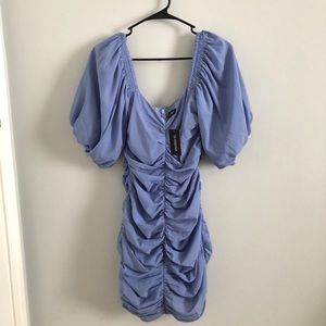 Glassons Ruched Puff Sleeve Dress NWT